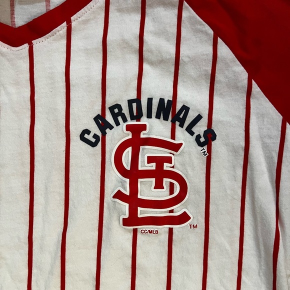 St. Louis Cardinals Concepts Sport Vigor Pinstripe Raglan V-Neck Nightshirt - Picture 2 of 4